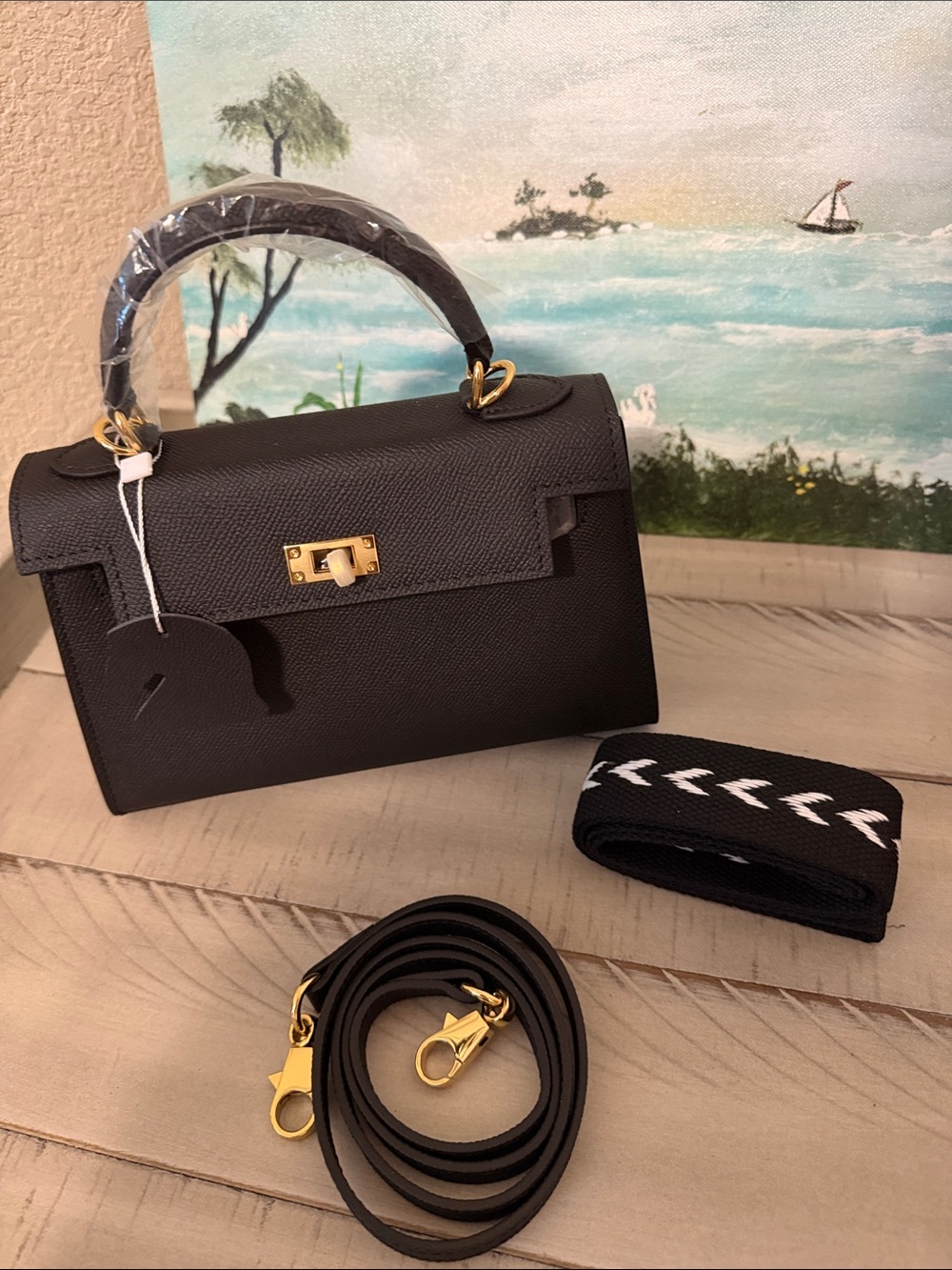 Black Top-Handle Women’s Satchel 100% leather with Gold Hardware Brand New